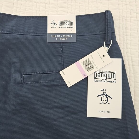 NEW Penguin by Munsingwear Shorts Men's 38 Navy Blue Slim Fit NWT 8" Inseam - Picture 3 of 13